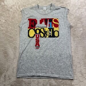 VTG 1983 Elvis Costello & The Attractions Sleeveless Tour Shirt Sz Lg Rare Look